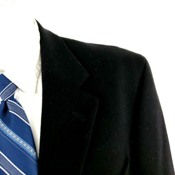 Oscar De La Renta Wool‎ Cashmere Nylon 3 Button Sport Coat 42R Black - Picture 2 of 10